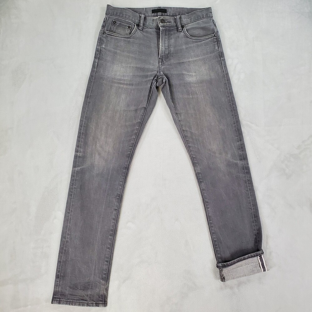 Uniqlo Selvedge Jeans Men 30x32 Slim Straight Kaihara Stretch Denim Whiskers